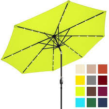 Best Choice Products 10ft Solar Led Lighted Patio Umbrella W Tilt Adjustment Fade Resistant Fabric Light Green Walmart Com Patio Umbrella Solar Led Solar Umbrella