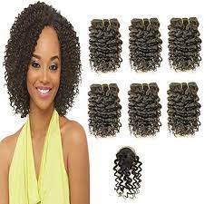 6pcs Curly Wave 8 Inches Short Hair Wave With Closure Human Hair Extensions Short Bunldes Tiss Black Hair Extensions Hair Color For Black Hair Human Hair Wefts