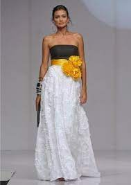Black White And Yellow Wedding Dress Yellow Wedding Dress Dresses Bridal Outfits