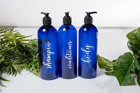Blue Shampoo And Conditioner Dispenser Pump Containers Reusable Bathroom Bottles Custom Bottles Bottle Shampoo Bottles