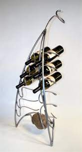 Curved Floor Standing Metal Wine Rack This is one modern wine rack.