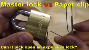 How to make a paperclip lock pick that works. Master Lock Vs Paper Clip Pick A Lock With A Paperclip Cheap Vs Expensive Youtube