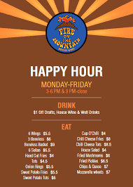Fire On The Mountain Denver Happy Hour Menu Happy Hour Menu Happy Hour Happy
