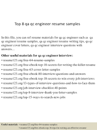 top 8 qa qc engineer resume samples