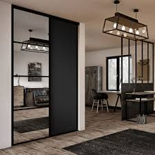 Voir plus d'idées sur le thème porte placard coulissante, porte placard, placard coulissant. Facade De Placard Coulissante 2 Portes Miroir Argent Decor Noir Intense Kazed