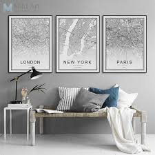 Black And White Canvas Pictures Of London Black And White World City Map Paris London New York Poster Nordic Style Living Room Wall Art Picture Home Decor Canvas Painting Nordic Style Living Room Wall Art Living Room Nordic