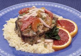 grilled tuna topped with blood orange
