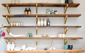 Gold Sprayed Ikea Shelves Reclaimed Wood Shelves Shelves