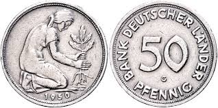 Mittig der wert von 10 pfennig, umrahmt von zwei weizenähren, dazwischen der buchstabe der prägestätte, bei der münze auf dieser seite j für. Munzen