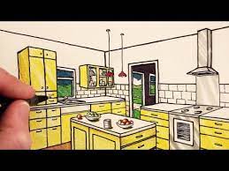 There is an extensive selection of designs, colours and kitchen materials: How To Draw A Kitchen Room In 2 Point Perspective Narrated Youtube