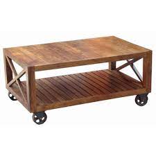 For example, an industrial coffee table with wheels fits well with various interior designs and can be moved around to serve different capacities. Acacia Wood Coffee Table On Wheels Small Accent Table Hd365