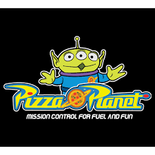 Pizza planet is a family pizza restaurant frequented by andy davis and his toys in the 1995 disney/pixaranimated film,toy story. Disney Men S Toy Story Pizza Planet Alien Slogan T Shirt