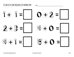 Find more math activities here. Freebie Touch Math Style Touch Point Addition Worksheet Within 5