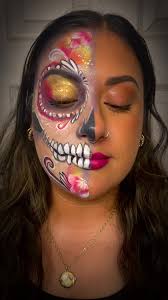 Dia de los Muertos inspired sugar skull practice for upcoming events  #facepaint #facepainting #krazefx #mua #facepainter #sugarskullmakeup  #diadelosmuertos