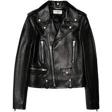 Saint Laurent Perfecto Leather Biker Jacket Found On Polyvore Black Leather Biker Jacket Leather Jackets Women Vintage Leather Jacket