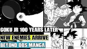Goku is introduced in the dragon ball manga and anime at approximately 11 or 12 years of age (initially, he claims to be 14, but it is later clarified during the tournament saga that this is because goku had trouble counting), as a young boy living in obscurity on mount paozu. Beyond Dragon Ball Super Goku Jr 100 Years Later Vegeta Jr And Goku Jr Sense New Enemies Coming Youtube