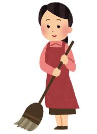 ほうきで掃除をしている女性のイラスト | かわいいフリー素材集 いらすとや