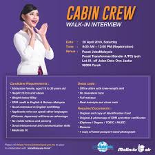 For cabin crew vacancies age requirement should be 18 years and above. Fly Gosh Malindo Air Cabin Crew Recruitment Walk In Interview Melaka And Ipoh