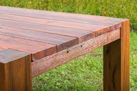 Wooden patio dining tables need a bit of maintenance to stay fresh. Australian Recycled Solid Hardwood Outdoor Table