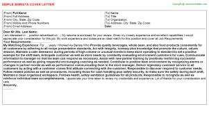 Barista Cover Letter