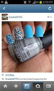 Blue And Sparkles Leopard Print Nails Animal Print Nails Art Fancy Nails