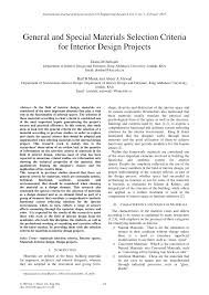 For interior designing contracts, on turnkey basis, charges of interior designer vary on various parameters like scope of work, brand of materials and all. Pdf General And Special Materials Selection Criteria For Interior Design Projects