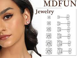 Amazon.com: 18K White Gold Plated 4 Pong Round Clear Cubic Zirconia Stud  Earring Pack of 6 Pairs (6 Pairs) : Clothing, Shoes & Jewelry