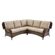 Crosley Catalina 4 Piece Wicker Outdoor Sectional Set With Sand Cushions Ko70035br The Home Depot Wicker Outdoor Sectional Patio Furniture Collection Patio Sectional