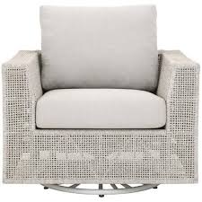 Alaina Coastal Beach Grey Woven Aluminum Swivel Arm Chair Swivel Armchair Sofa Chair Chair