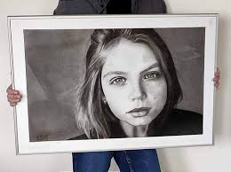 Title: Meine größte und schönste Freundin Ines Medium: Charcoal Size: 60cm  x 45cm Model: Ines Werner Artist: Stephen Timothy Alder Year: 2021 The  reference photo for this art piece was given to