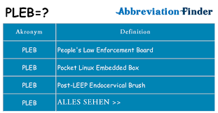 Was Bedeutet Pleb Pleb Definitionen Abkurzung Finder