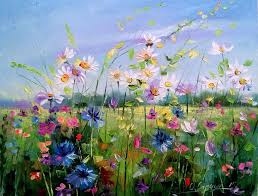 Beaches, mountains, flowers, oceans, trees, seasons & more. Field With Flowers Painting By Olha Darchuk
