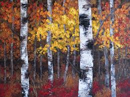 Birch Trees In Fall Paintings A Night To Remember Original Acrylic Aspen Birch Tree Painting By Canadian Artist Melissa Mckinnon Birch Tree Painting Fall Tree Painting Tree Painting