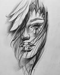 A sleeve tattoos idea that incorporates a creative portrait of a woman shows boldness and confidence. Sketches Of Black And White Tattoos Tattoo Sketches Girl Face Tattoo White Tattoo