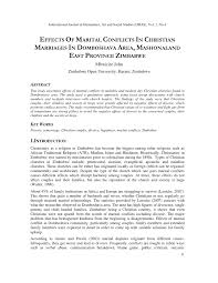 Travelling, meeting new people, shopping, movies and christian music e. Pdf Effects Of Marital Conflicts In Christian Marriages In Domboshava Area Mashonaland East Province Zimbabwe