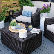 Patio furniture materials have come a long way in recent years, making it easy to create a true living room outside. Home Dzine Shopping Get The Best Prices On Garden Furniture And Garden Tools