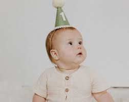 Olivgrün Geburtstag Partyhut, Partyhut ersten Geburtstag, Jungen erster  Geburtstag, Neutral Partyhut, kleine blaue Olive, Wollfilz Partyhut