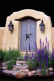 Blue Door New Mexico Souvenir De Maison D Enfance Petite Porte Humble Dont La Flore Les Pierres Et La Couleur Jouent Doors Beautiful Doors Unique Doors