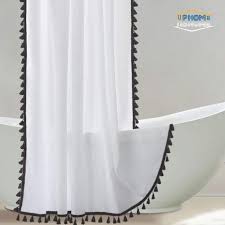 Black And White Shower Curtain With Tassels Daily Buy Tips Cloth Shower Curtain Boho Bathroom Decor Bohemian Shower Curtain