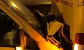 The b&q lorry stuck under the bridge in trewoon (image: Five Dhl Vans Smash Into The Back Of Each Other After Failing To Notice Traffic Had Stopped Daily Mail Online