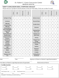 Image result for Concussion Symptom Checklist