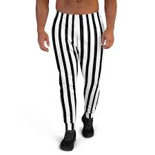 Black And White Striped Pants Mens Wide Modern Black And White Vertical Stripe Print Men S Joggers Made In Eu Mens Joggers Fashion Joggers Vertical Stripe