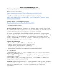 military experience resume tips draft