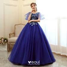 Notre boutique en ligne a sélectionné une collection de robes de bal pour l'année 2020/2021. Abordable Bleu Roi Robe De Bal 2020 Robe Boule Encolure Degagee Manches Courtes Appliques Paillettes Fleur