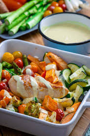 Ofengemuse Mit Susskartoffel Paprika Brokkoli Tomaten Spargel Und Zucchini Brokkoli Honig Senf Sosse Zucchini