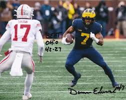 DONOVAN EDWARDS RP SIGNED 8X10 PHOTO MICHIGAN VS OSU