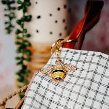 Rhinestone Bumble Bee Keychain: Bling Backpack Ring