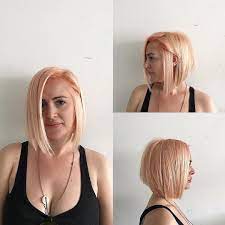Sleek Bob With Clean Lines And Soft Rose Gold Blonde Color Medium Length Hairstyle The Latest Hairstyles For Men And Women 2020 Hairstyleology Medium Length Hair Styles Blonde Color Sleek Bob