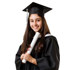 Young girl proudly graduates wearing a gown and holding diploma in  celebration of academic achievement, Friendly Young Girl in Graduation Gown  Holding a Diploma isolated on white background 65587672 PNG