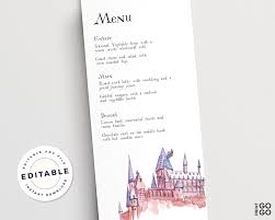 Editable Harry Potter Menu Harry Potter Wedding Printable Etsy Harry Potter Wedding Wedding Printables Wedding Breakfast Menus